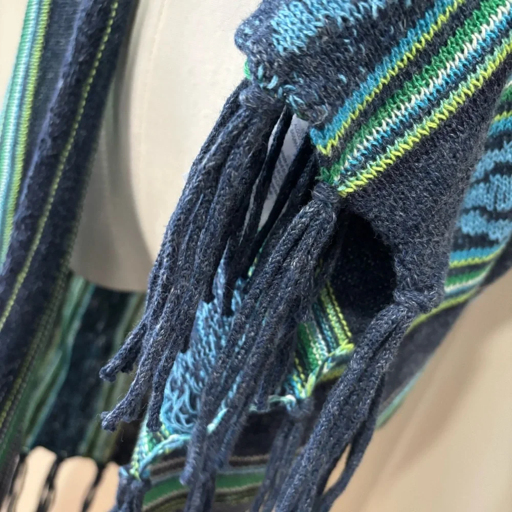 CHAPS Blue Long Sweater Vest Size Medium Shawl Open Front Cardigan - Picture 5 of 8